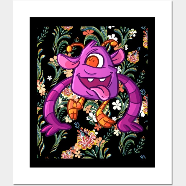 cute bacteria or beast smile  in flower Wall Art by funnyd